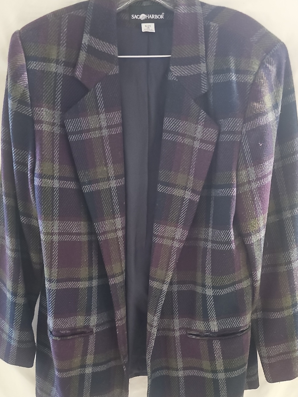 Sag Harbor Purple and Green Plaid Blazer Jacket